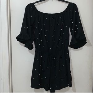 Black romper with pearls